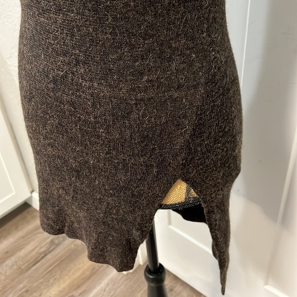 ZARA KNIT ITALIAN BROWN YARN HIGH NECK ASYMMETRIC TUNIC STYLE TOP SMALL - Picture 6 of 13